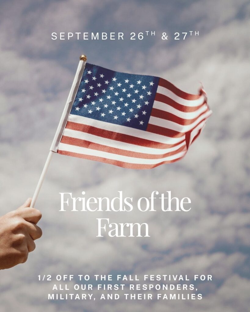 American flag with the text saying "Friends of the Farm"